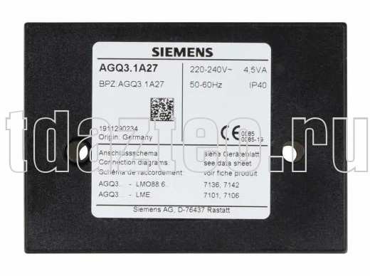 Усилитель сигнала пламени Siemens AGQ3.1A27 (65113521) Усилитель сигнала пламени Siemens AGQ3.1A27 (65113521)